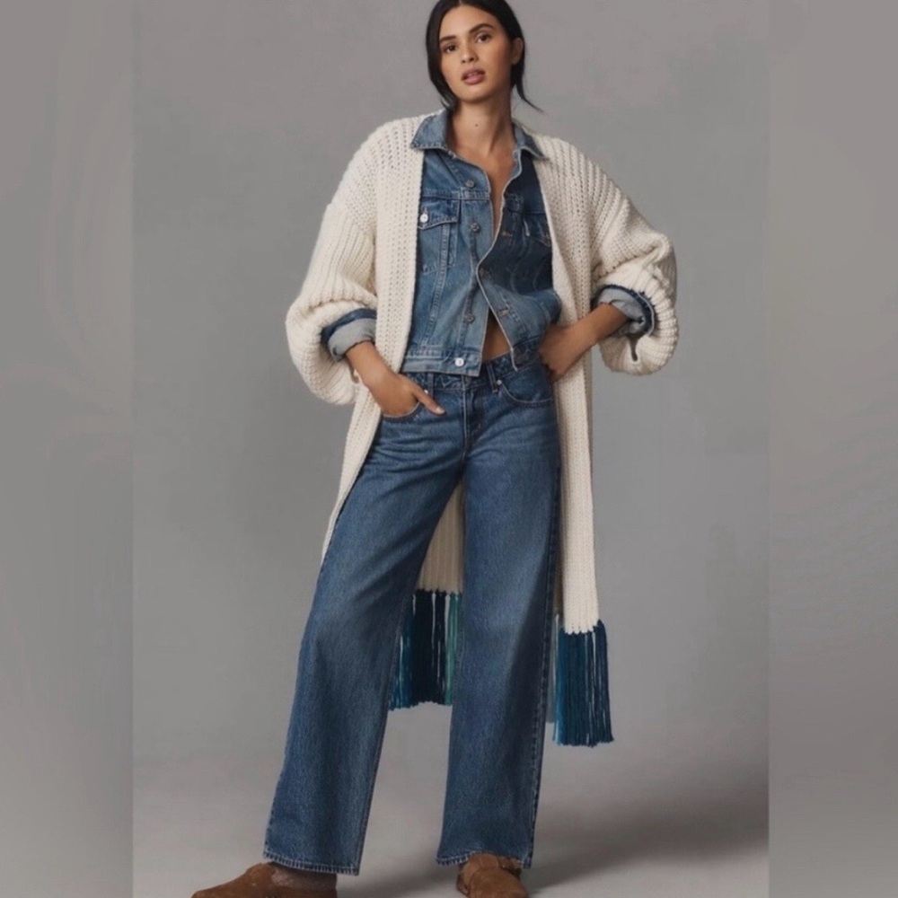 Anthropologie NWT Long Fringe Cardigan Duster One Size